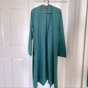 Long Dark Green Duster Cardigan - Small